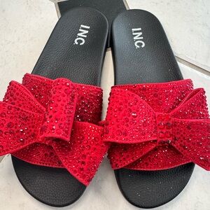 INC International Concepts Women's Sparkling Red Bow Sandals